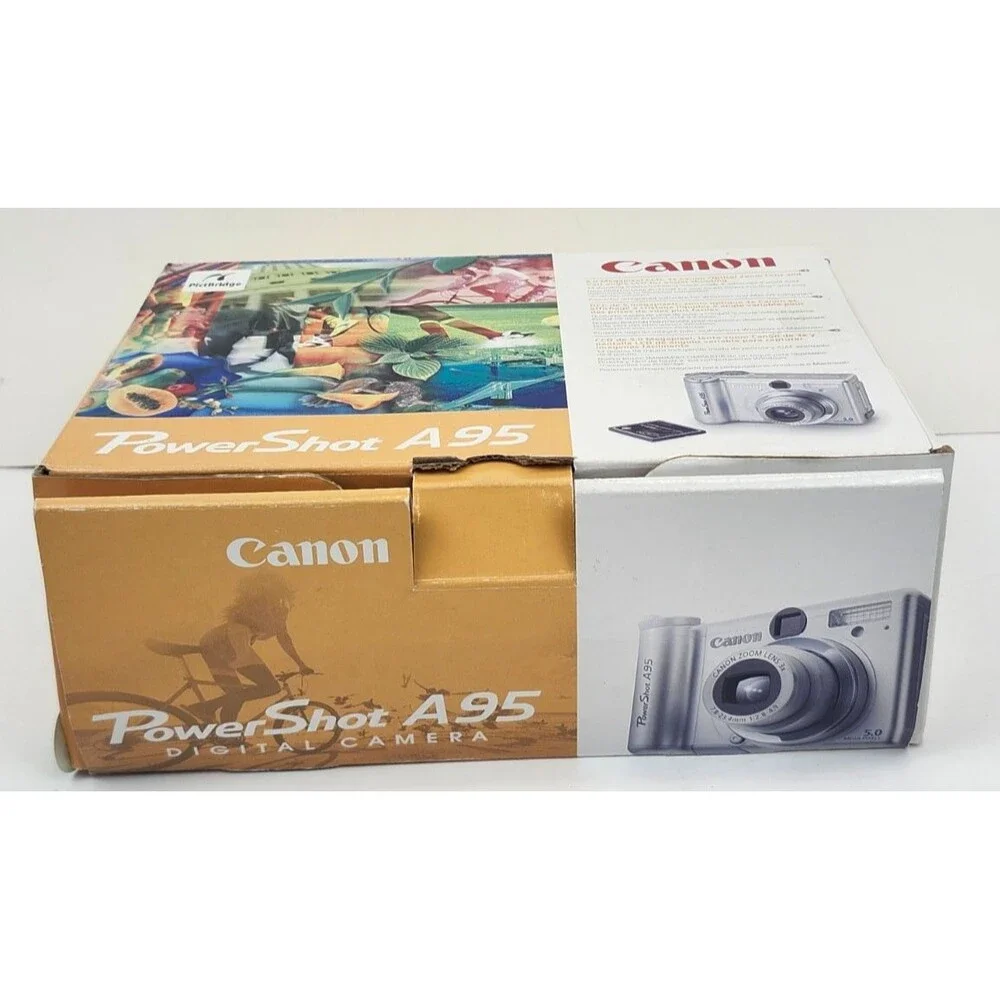 Canon PowerShot A95 Digital Camera 5.0 MP Silver w/ Accessories For Repair